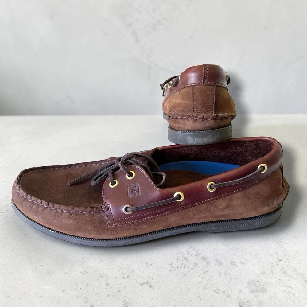 Sperry Top-Sider Authentic Original 2-Eye Boat Shoes Brown Leather Men’s Size 12